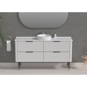 Line R-Corner Matte White All Drawers Vanity Cabinet Only